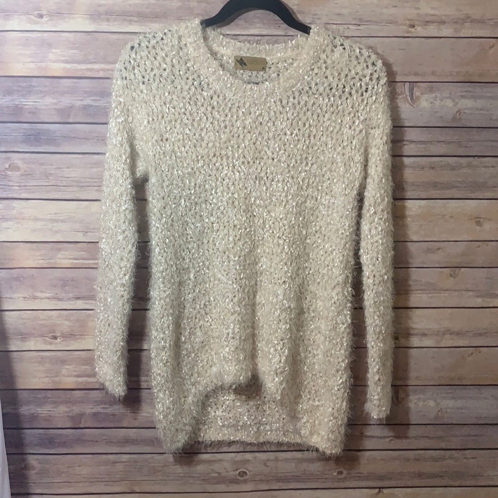 Anthropologie Katsumi Eyelash Soft Ivory Sweater Size Medium SOFT